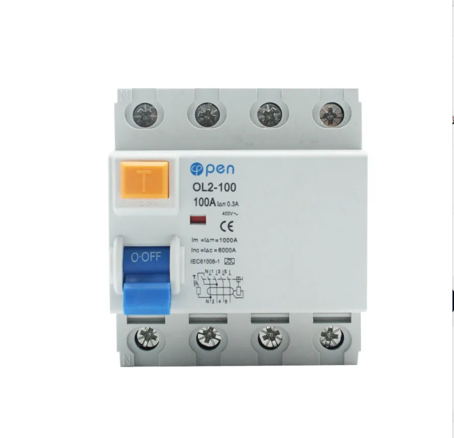 

2/4P 63/100A 300mA Residual Current Circuit Breaker Electromagnetic type for Overload and Short Circuit Protection