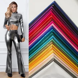 Liquid Micro Stretch Reflective Fabric Metal Textured Shiny By The Meter for Clothes Full Dress Pants Sewing Designer Cloth Gray