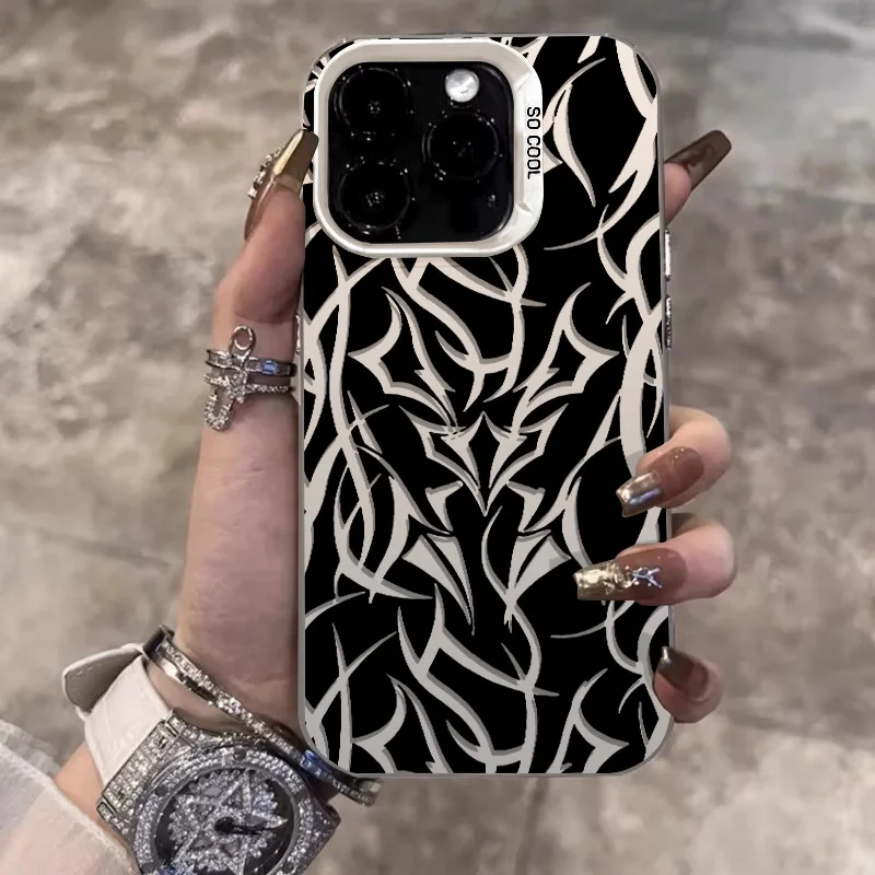 

Art Clot thorns Phone Cases For IPhone 15 Pro Max 11 12 13 14 Pro Max X XR XSMax 7/8 15 Plus Laser Plated Silicone Bumper Cover