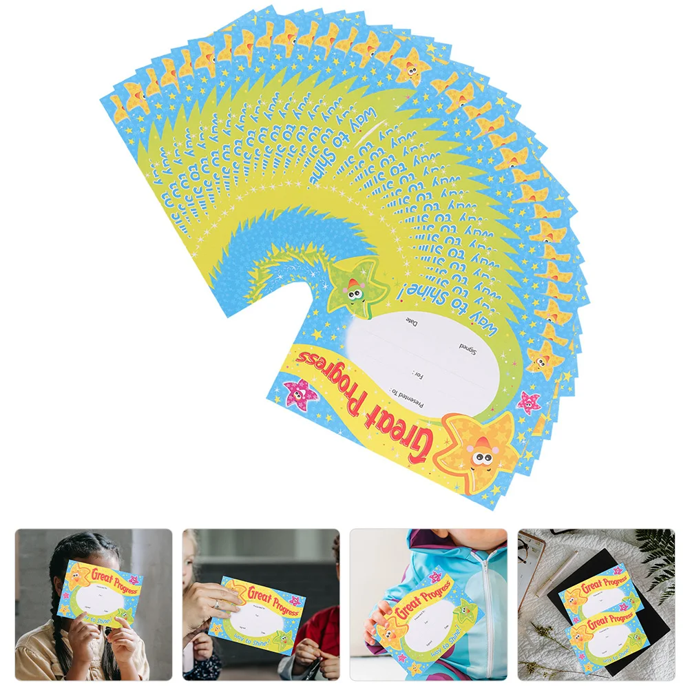 

200 Sheets A6 Inspirational Cartoon Award Certificates for Certificate of Achievement Portable School Event Recognition