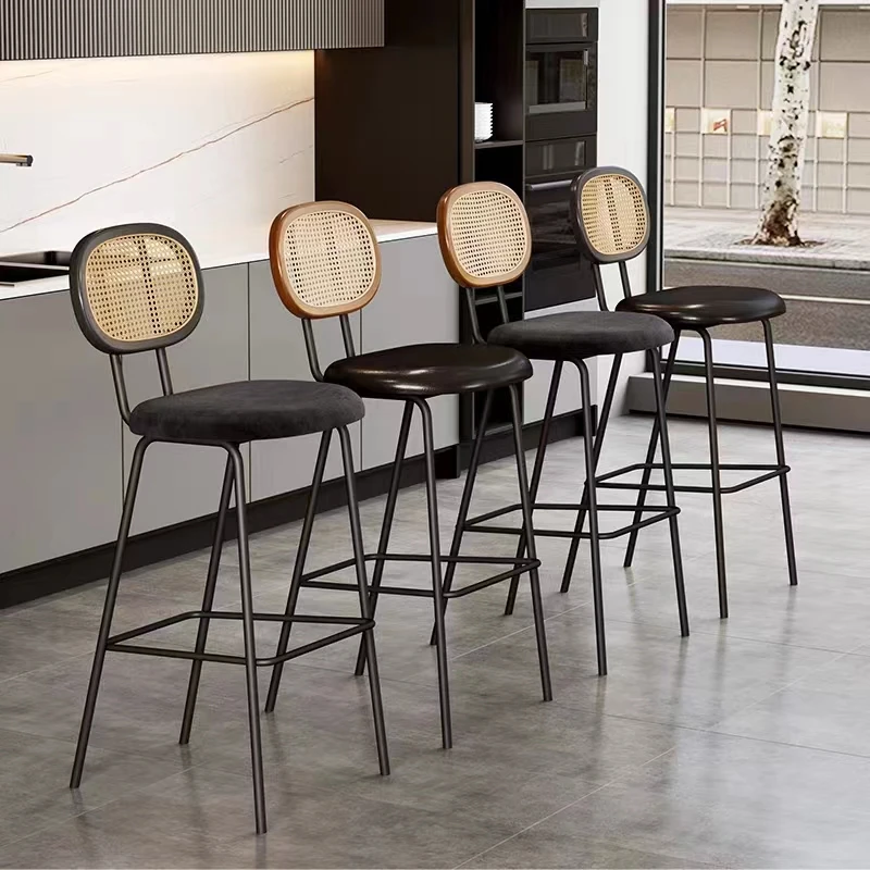 

Z Woven Industrial Bar Stools Minimalist Backrest Counter High Design Chairs Modern Tall Sillas Altas Para Barra Bar FurnitureZ