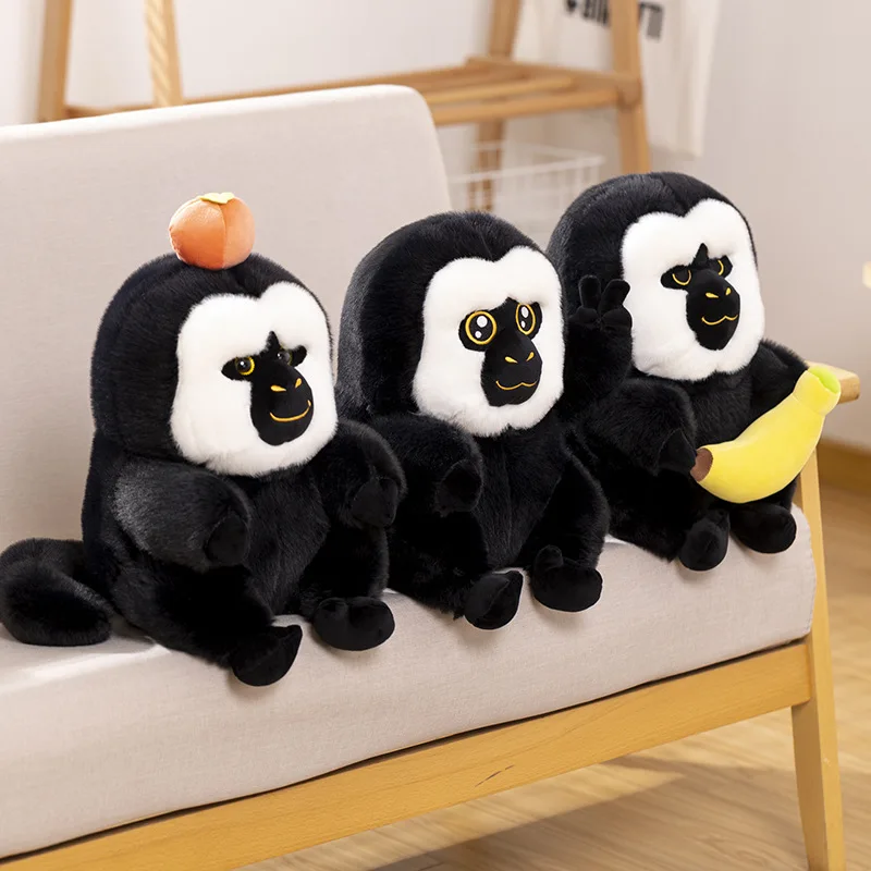 

Furry white-faced monkey plush toy, zoo gorilla souvenir, fruit monkey doll