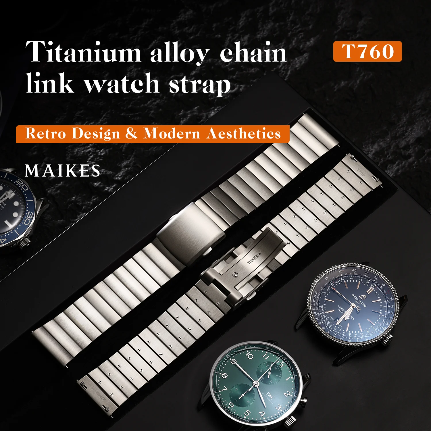 Maikes T760 Ti2 Titanium Bracelet Integrated Link Watch Strap Quick Release Watch Accessories Watchbands 22mm 24mm