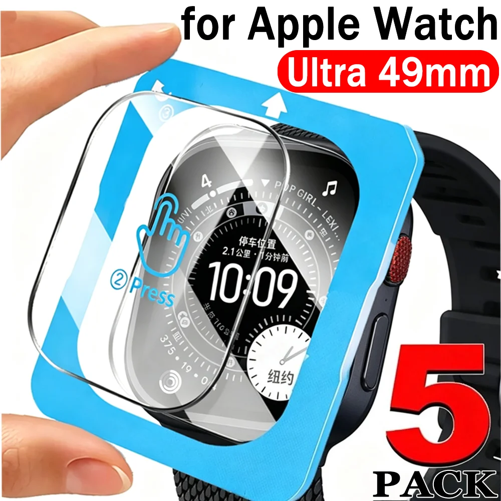For Apple Watch Ultra 49mm Tempered Glass Screen Protectors with Easy Install Kit Anti-scratch Watch Films for IWatch Ultra3 2 1