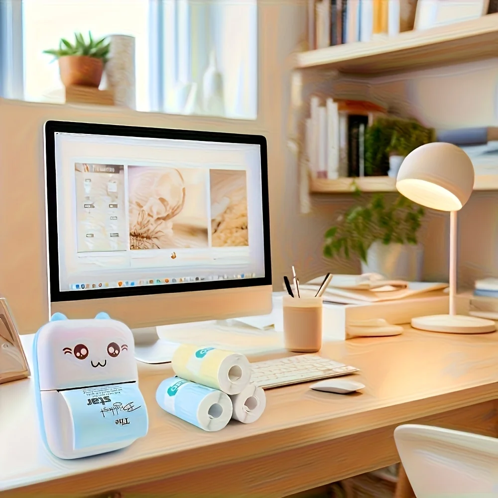 Color Mini Thermal Paper 57*25mm Self-Adhesive Label Paper for Mini Printers Suitable for Office Study Notes, Work Memos, etc.