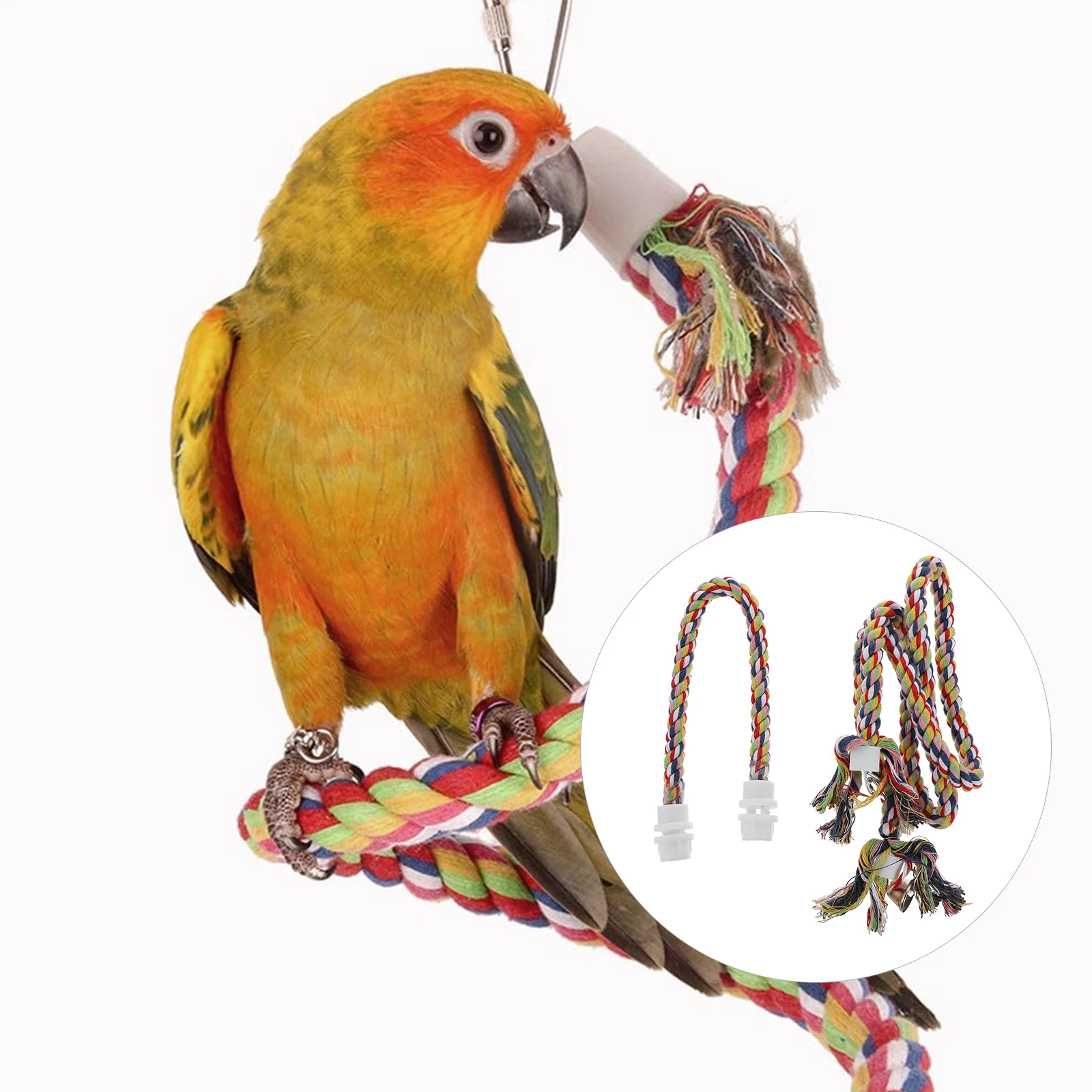 

2pcs Cotton Rope Perch For Parrots Durable Bird Climbing Safe Parrot Standing Perch Bite Playing Chewing Exercise Tool Bird