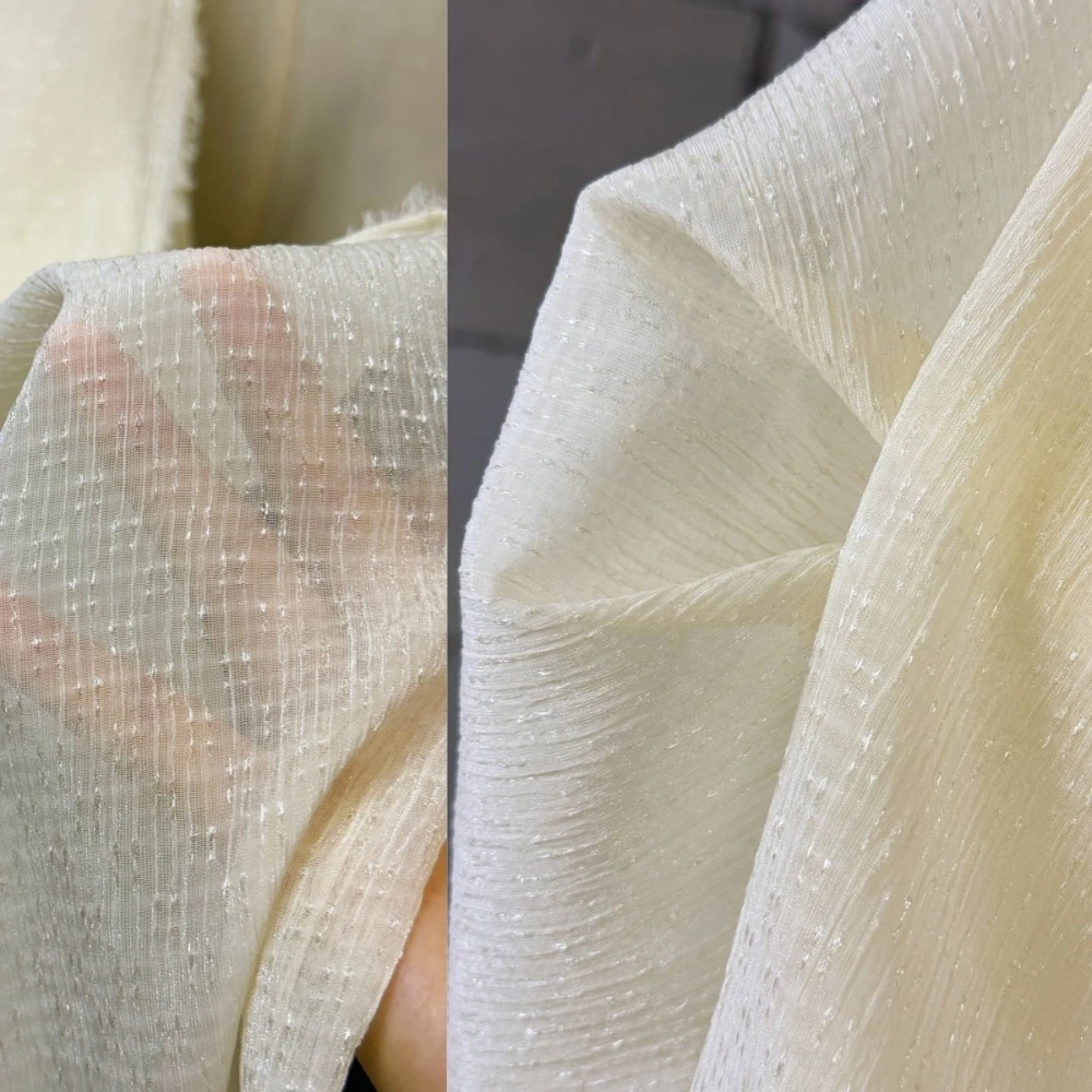 

Beige Apricot 3D Textured Tulle Star-Wrinkled Shiny Fabric For Dance Costumes Wedding Dresses Formal Gowns