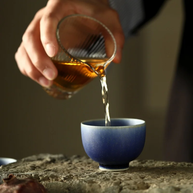 ★Jingdezhen Matte Flambe Tea Cup Porcelain Master Tea Cup Tea Set Household Single Cup Tea Making Personal Dedicated Large