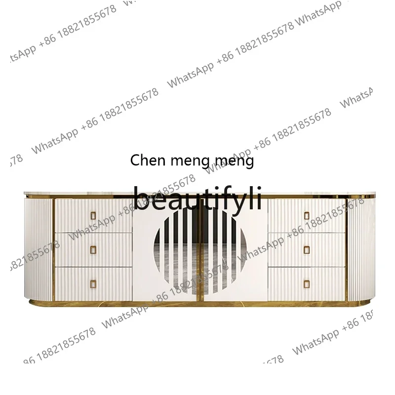 

G Light luxury TV cabinet Living room rock slab TV cabinet Background wall High bedroom floor cabinet
