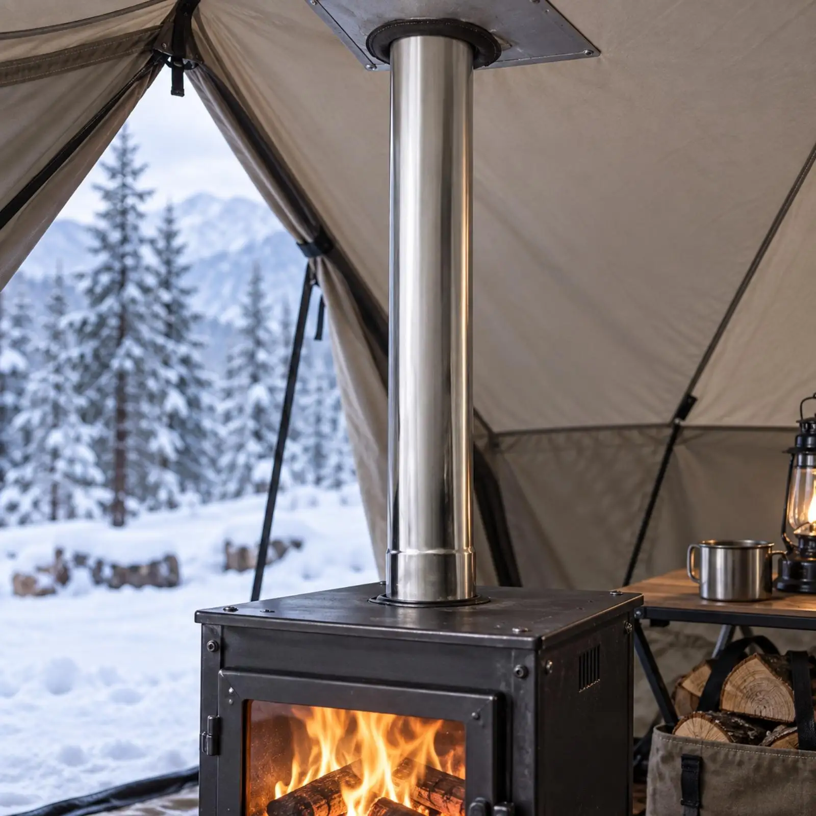 Tent Stove Chimney Pipe Thick-Walled Stainless Steel Chimney Pipe Cylindrical Flue Extension Sturdy Sturdy