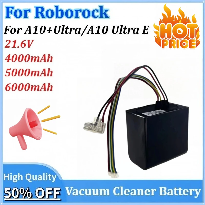 

New 21.6V 6000mAh Replacement Vacuum Cleaner Battery for Roborock Dyad Air Wet Dry Dyad Pro Combo A10 Plus Ultra E H1C1A WD2H1A