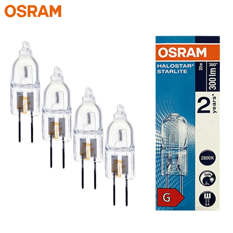 OSRAM G4 64425S Microscope Bulb Halogen Lamp 20W 12V HALOSTAR STARLITE 2800K Warm Yellow Dim Bi‑Pin General Decorative Light