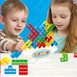 3D Tetra Tower Game Stacking Stack Building Blocks Balance Puzzle Board Assembly Brick Toy Children Psychomotor Balance Modules