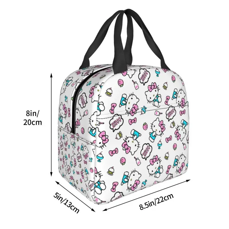 Scatola per il pranzo isolata Hello Kitty personalizzata per le donne borsa termica portatile per il pranzo borsa per il pranzo borsa per Picnic per