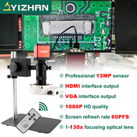 YIZHAN 1080P HDMI VGA Industrial Video Microscope Suit 13MP Camera 130x Zoom C Lens ForPhone Tablet PCB Soldering Remote Control