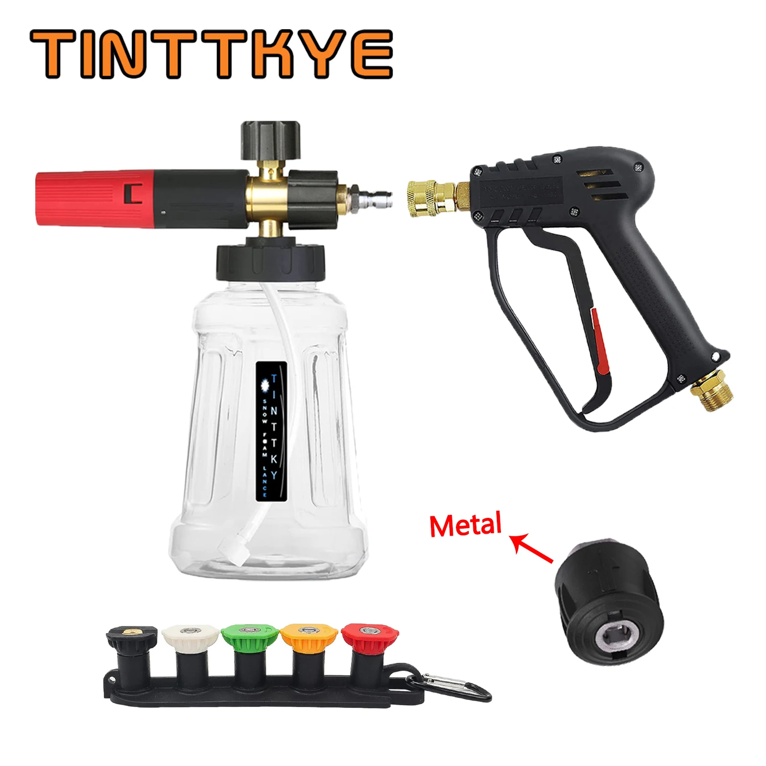 High Pressure Washing Gun Kit BlackRed Foam Kettle Outdoorcar Washer Pipe Quick Connector Suitable Karcher Parkside Foam Cannon