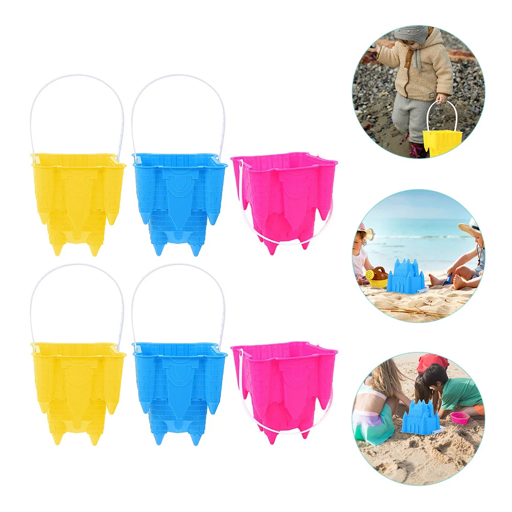 Secchi di sabbia in plastica da 6 pezzi Secchi di plastica per bambini Gioco da spiaggia Secchi di plastica per attrezzi da giardino multifunzione durevoli e durevoli di alta qualità