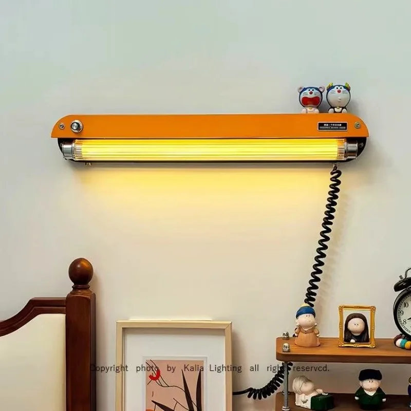 Medieval Retro Industrial Style Long Strip Wall Lamp Bedroom Bedside Hotel Wall Sconce Living Room Background Ambient Decor Lamp