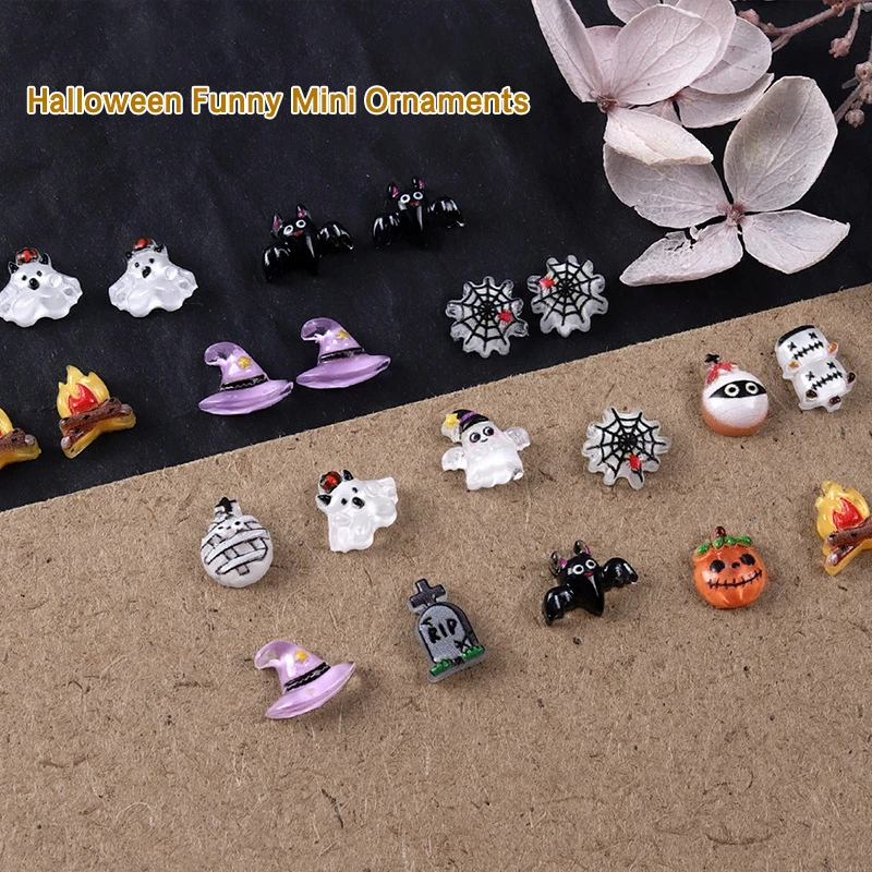 10Pcs Halloween Cartoon Nail Decoration Charms Nail Decoration Personality Funny DIY Crafts Accessories Gift