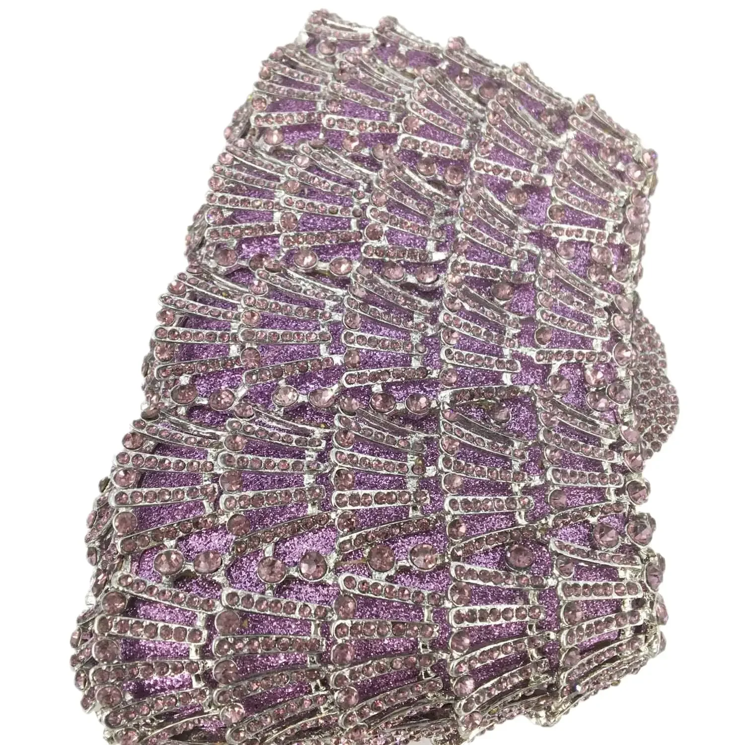 Boutique De FGG (in stock) Light Purple Women Crystal Clutch Evening Bags Wedding Party Luxury Rhinestone Handbags Bridal Purse