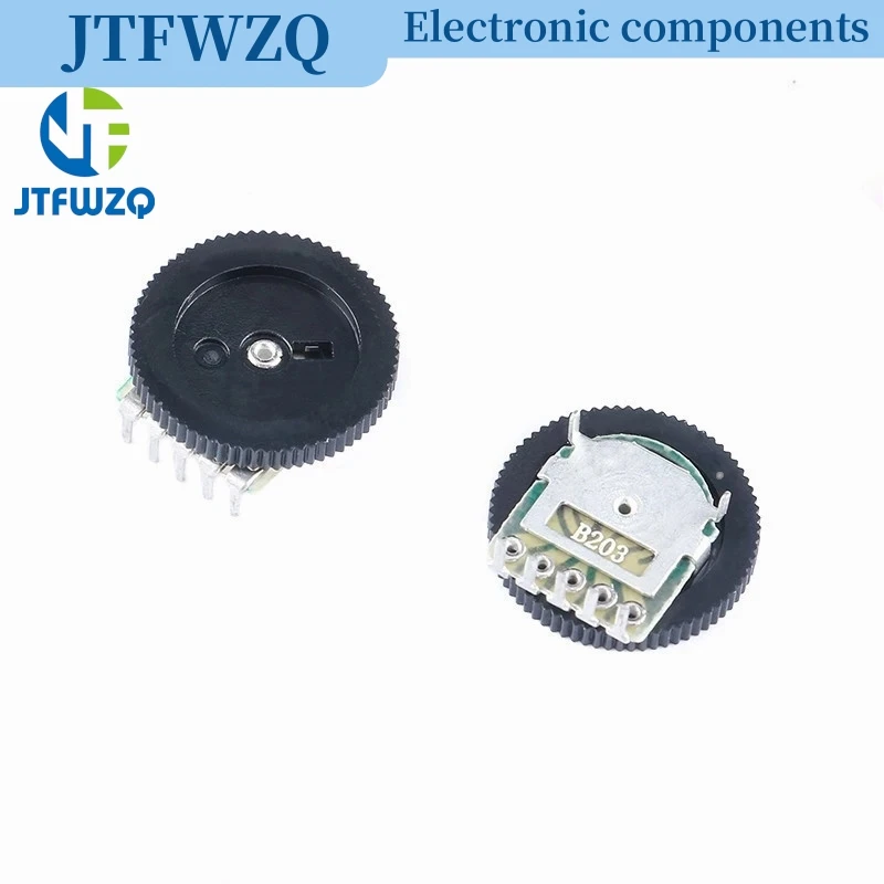 10pcs Double Dial Taper Volume Wheel Duplex potentiometer B102 B103 B203 B503 B104 1K 2K 5K 10K 20K 50K 100K 3Pin 5Pin 16*2mm