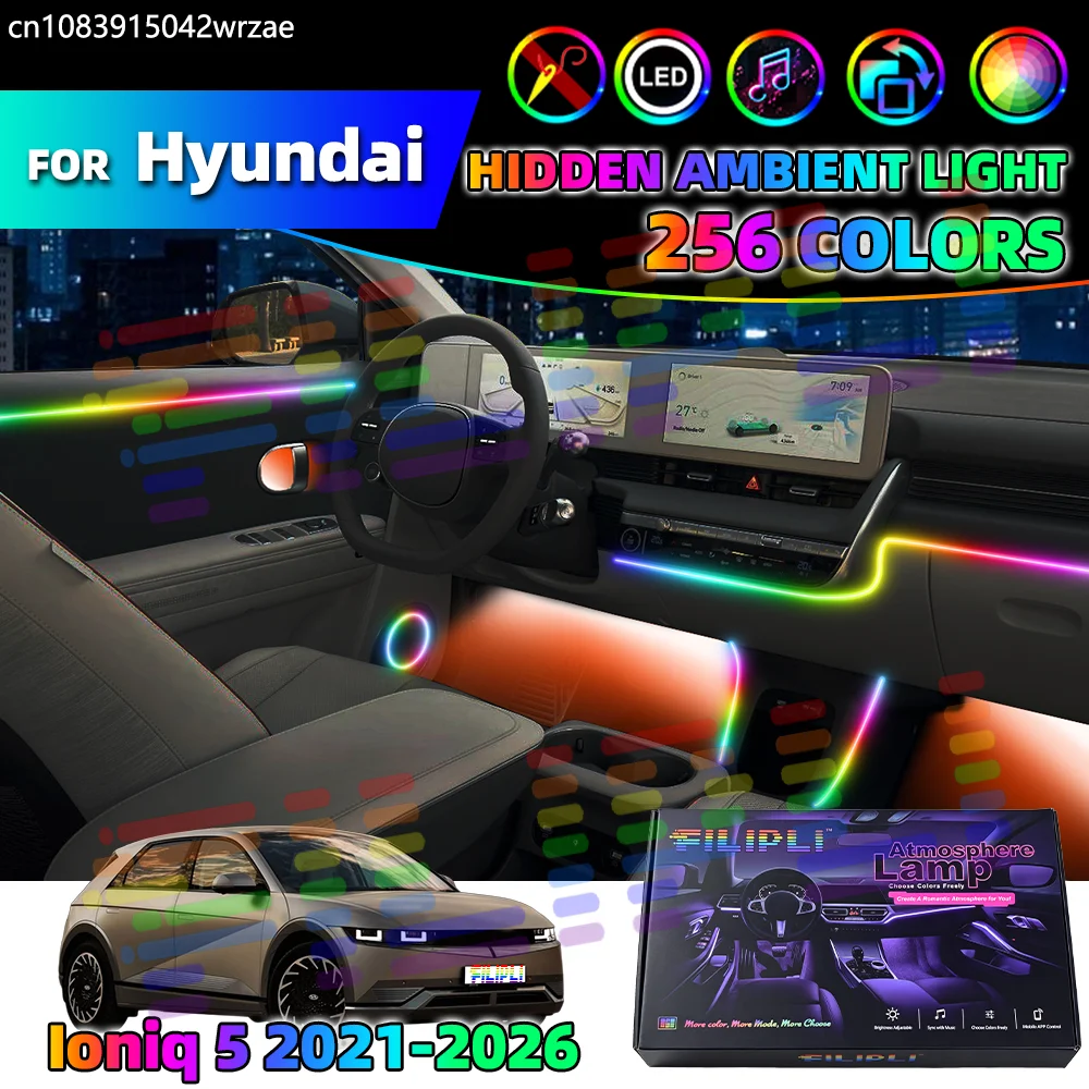 For Hyundai Ioniq 5 2021-2026 2022 2023 2024 2025 Car Acrylic LED Ambient Lamps Auto Interior Colorful Atmosphere Lights Strip