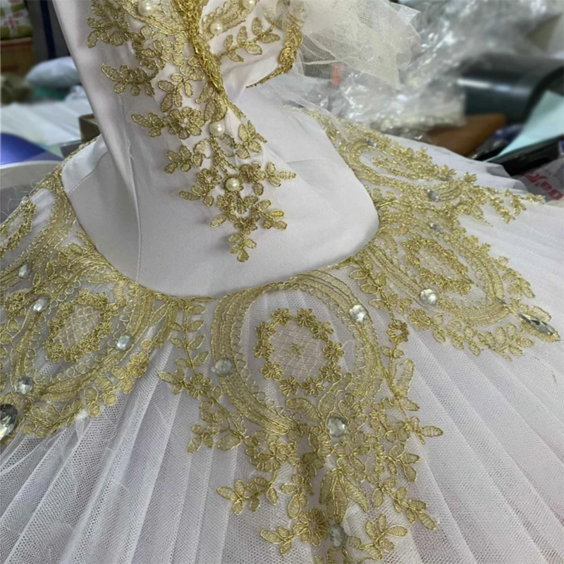 Tutú de Ballet profesional para niños y niñas, ropa de baile de Ballet del Lago de los Cisnes, disfraz de tutú de panqueques, vestido de patinaje de bailarina