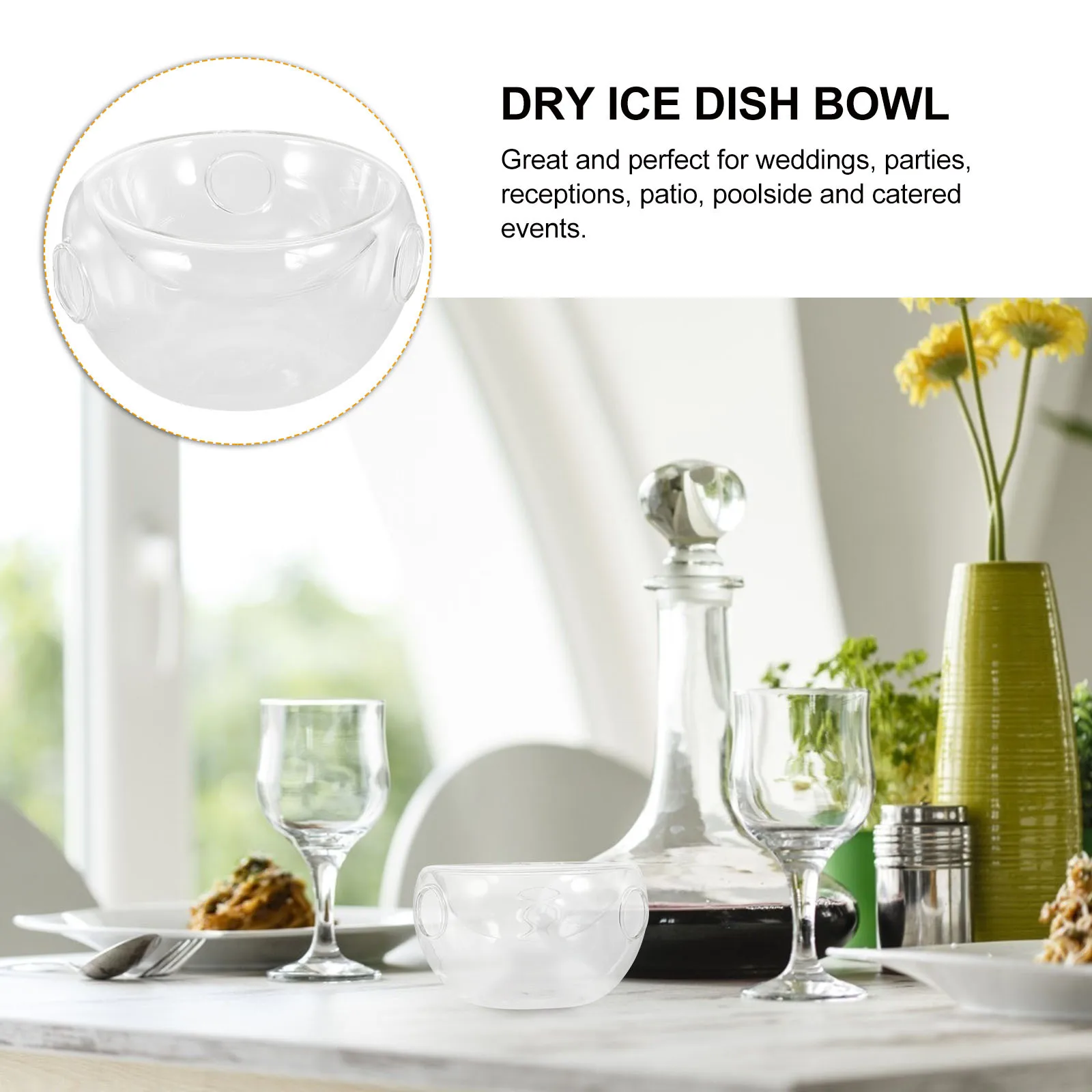 

1Pcs Glass Bowl with Dry Clear Salad Fruit Container for Restaurant Home Party Elegant Gift Idea Dry Ice Dish Bowl