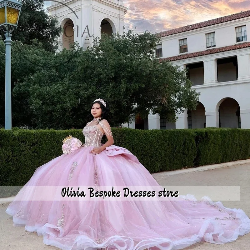 

Sparkly Corset Quinceanera Dress Sweetheart Bow Ball Gowns for Sweet 16 Birthday Party Customized abiti da cerimonia