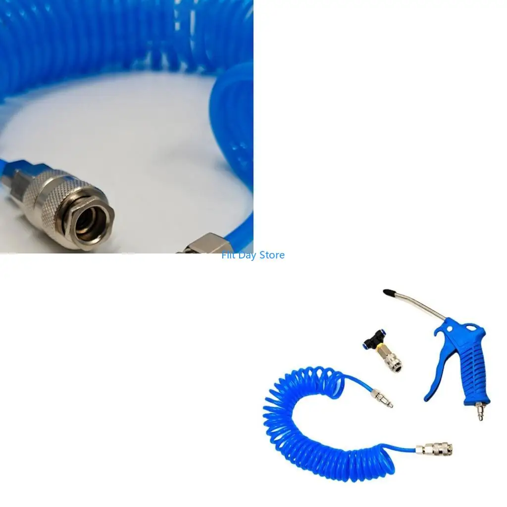 F92C Air Blow Guns Compressor Air Line Dusters Blower Long Nozzle Spring Hose Tool