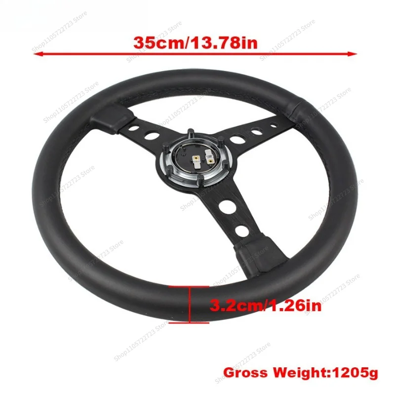 For Limited Edition Modified Steering Wheel P514 Inch All Black Light Concave Leather Ding Sound Quick Release Steering Wheel