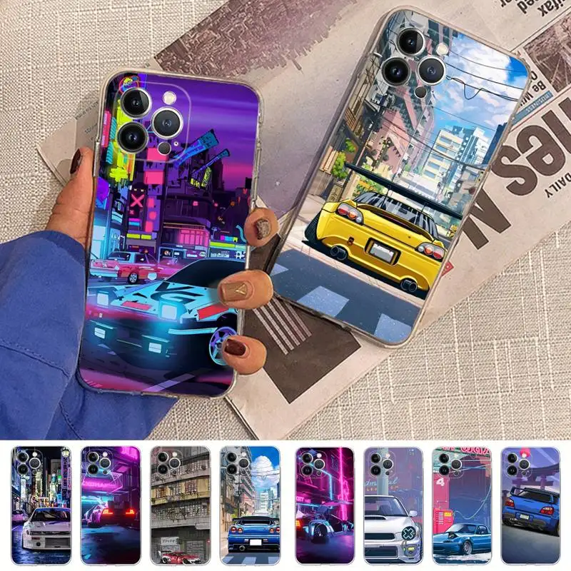 Japan JDM Car AE86 Vaporwave Phone Case Silicone Soft for iphone 14 13 12 11 Pro Mini XS MAX 8 7 6 Plus X XS XR Cover