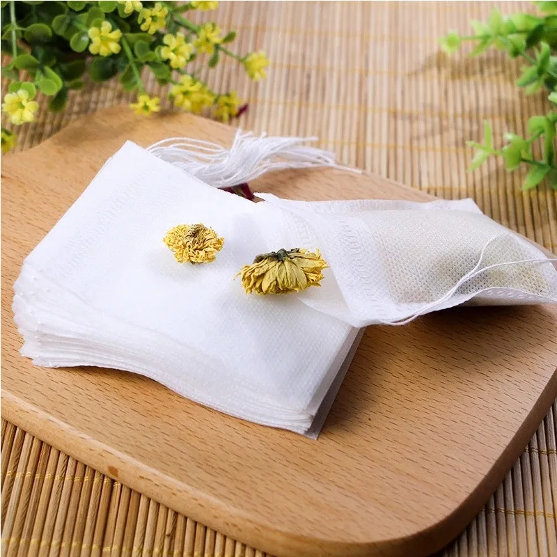 100pcs Disposable Tea Bag Filter Bags for Tea Non-woven Fabric Spice Coffee Tea Filter Bag with String Heal Seal Empty Teabags