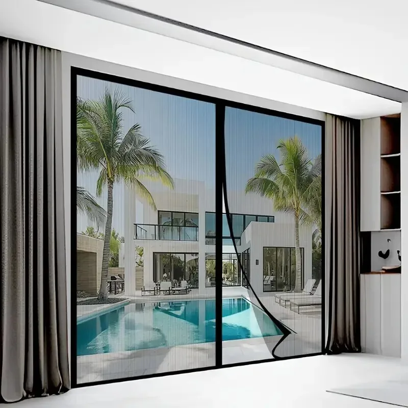 Black Magnetic Door Screen Mosquito Net Customized Size Invisible Mesh Summer Insect Proof Net Automatic Closing Door Curtain