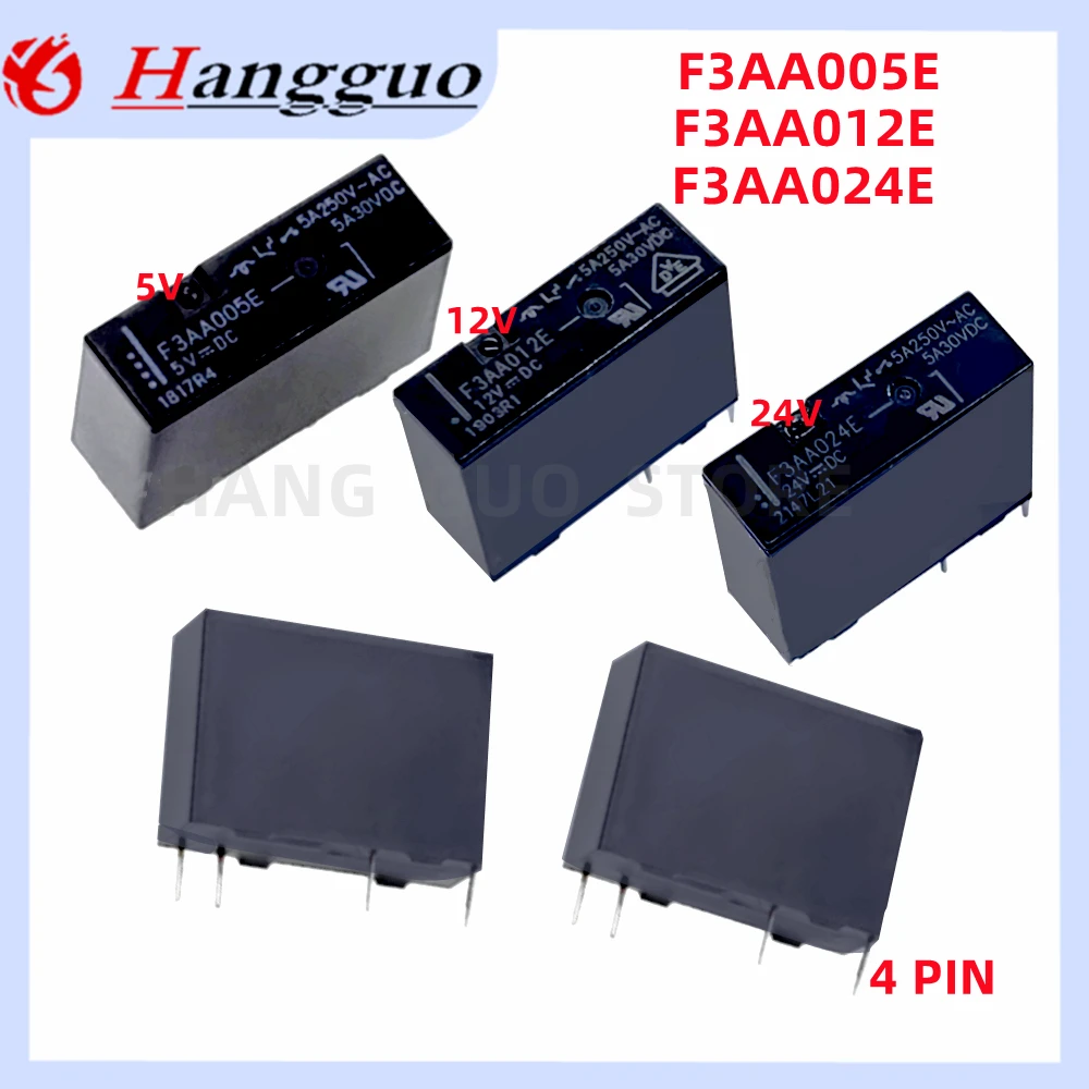 5Pcs/Lot Original F3AA005E F3AA012E F3AA024E 5A A set of normally open 4-pin 5V 12V 24V power relays