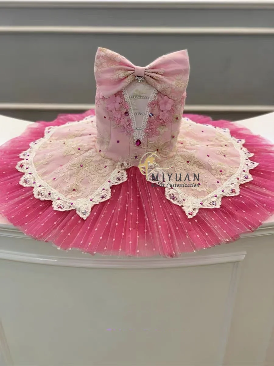 Tutú de Ballet rosa para niña, ropa de rendimiento de cumpleaños, talla personalizada, alta calidad, profesional, nuevo