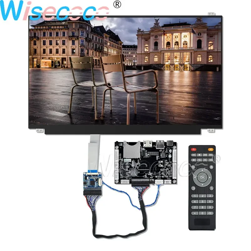 Wisecoco 15.6 Inch 1366×768 TFT LCD Display 30 pins eDP LVDS  I2C I/O USB SD Controller Driver Board Power Failure Memory