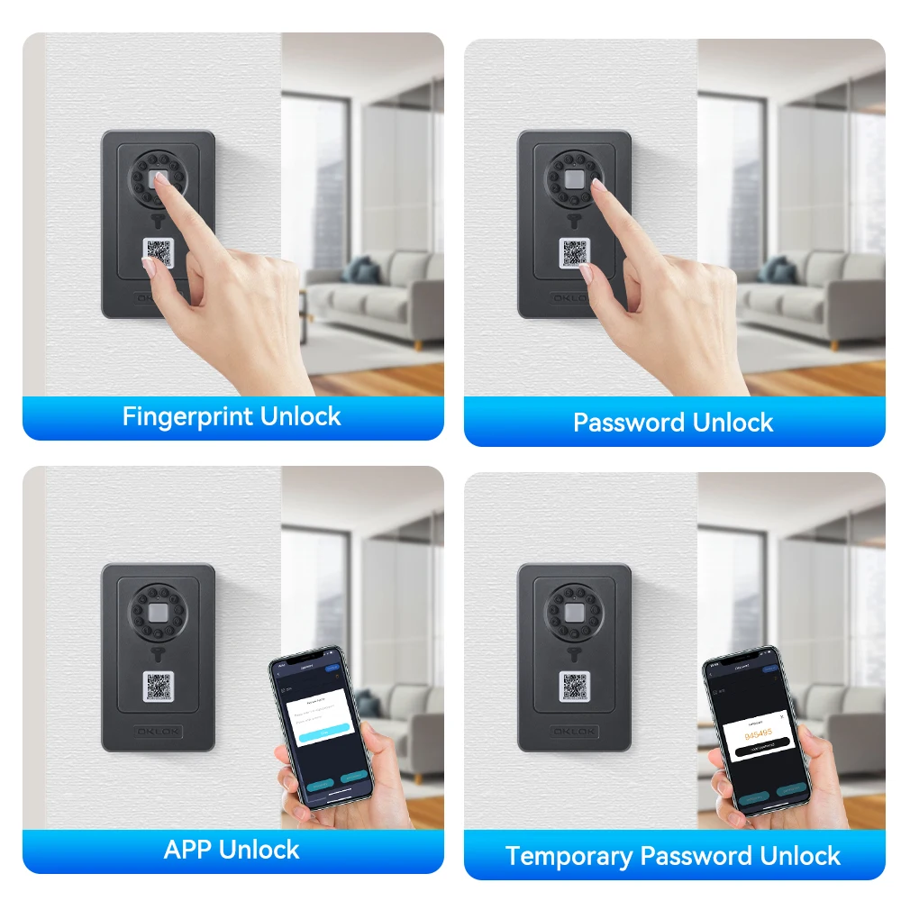 Elecpow-Fingerprint Senha Chave Caixa De Bloqueio, impermeável Wall Mounted Porta Pendurado Cofre, Caixa De Depósito, inteligente Gestão OKLOK