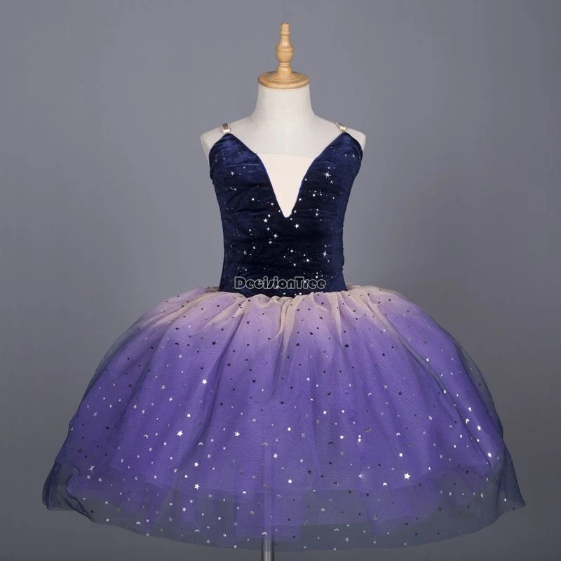 2025年 子供用バレエスカート パフォーマンス衣装 モダンダンス ロングガーゼスカート 女の子用パフスリーブガーゼノースリーブバレエダンススカート