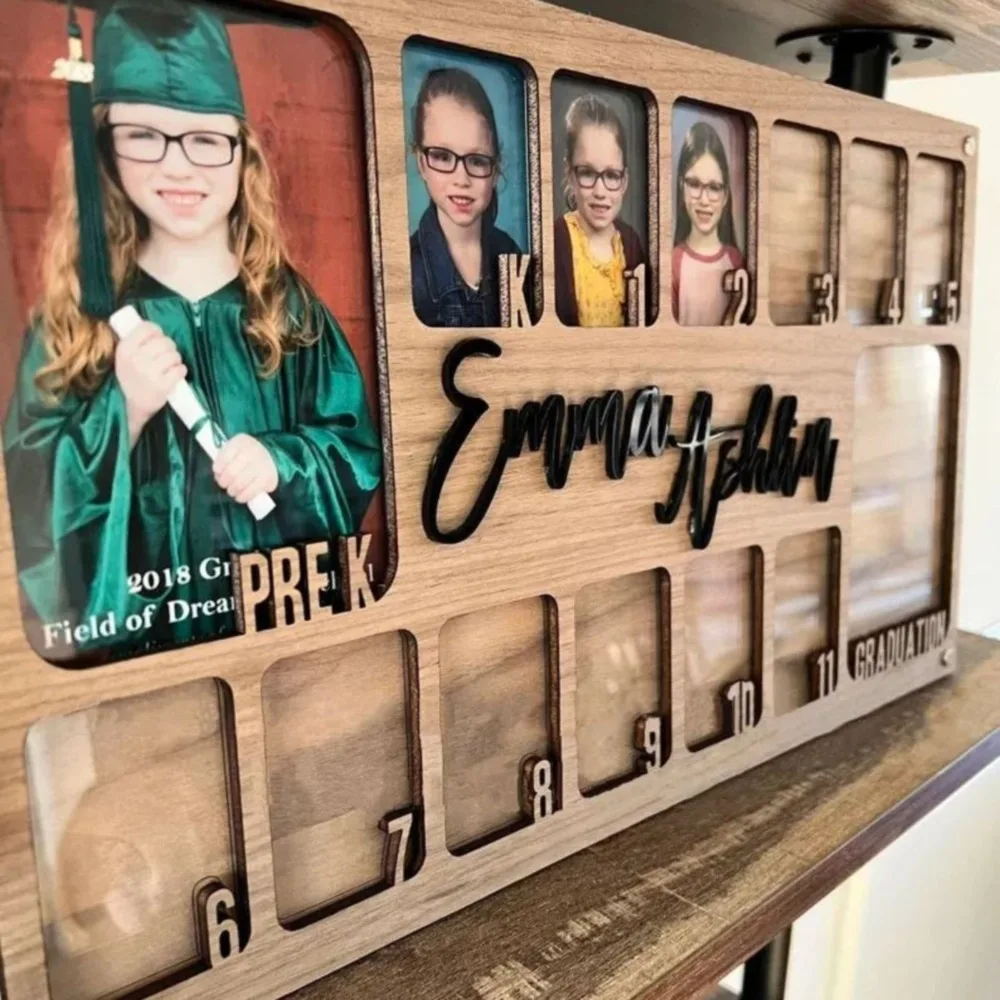 Wooden School Picture Frame Wall-Mounted Pre-k-12 Graduation School Photo Frame Handmade Graduation Picture Frame