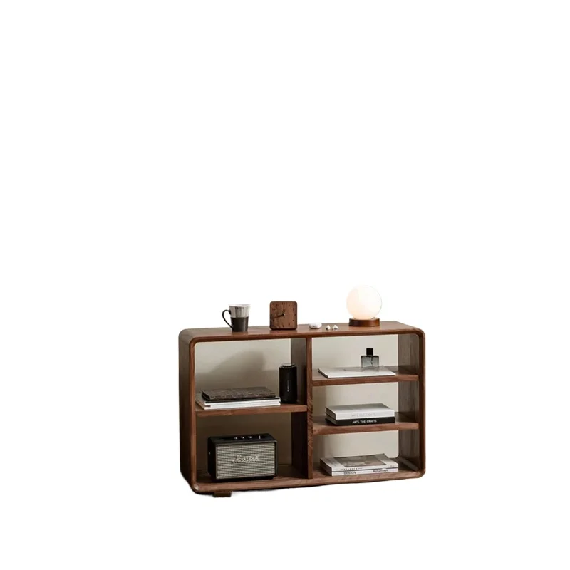

North American black walnut all-solid wood bookshelf, storage rack, small side sofa side cabinet, Nordic modern simplicity