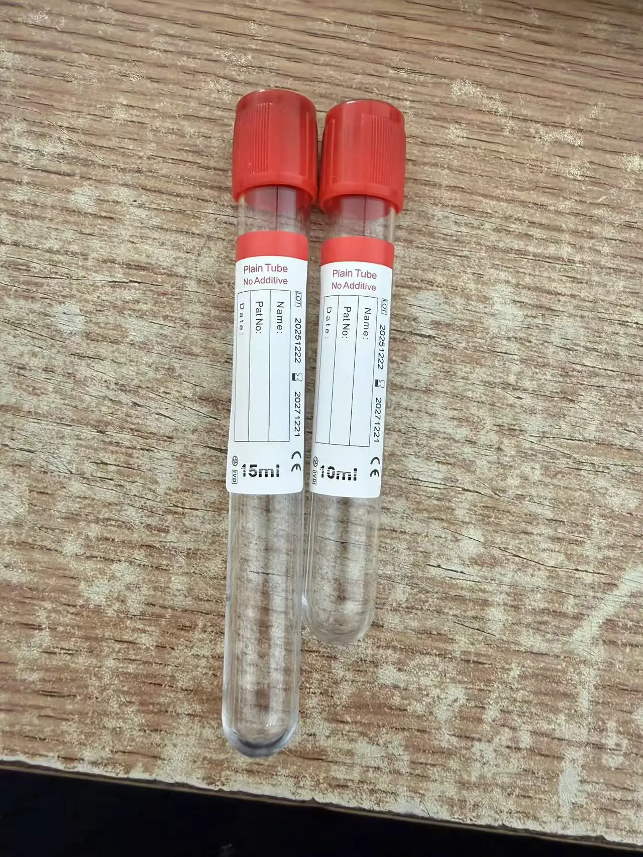 

100 шт., 3 мл, 5 мл, 10 мл, одноразовые вакуумные пробирки для сбора крови без добавок, красная трубка, лабораторные расходные материалы, пробирки