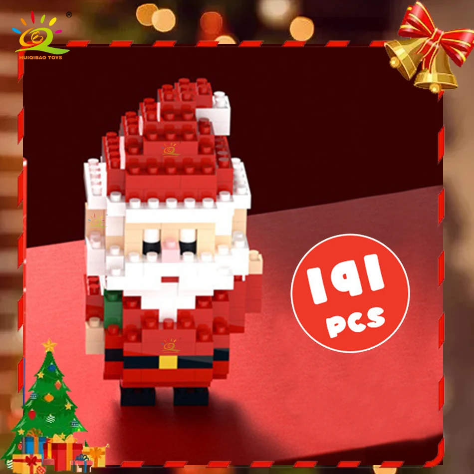 HUIQIBAO Mini Blocks Christmas Santa Claus Model Micro Bricks Building Block Toy For Kids Snowman Children\'s Toy Christmas Gift