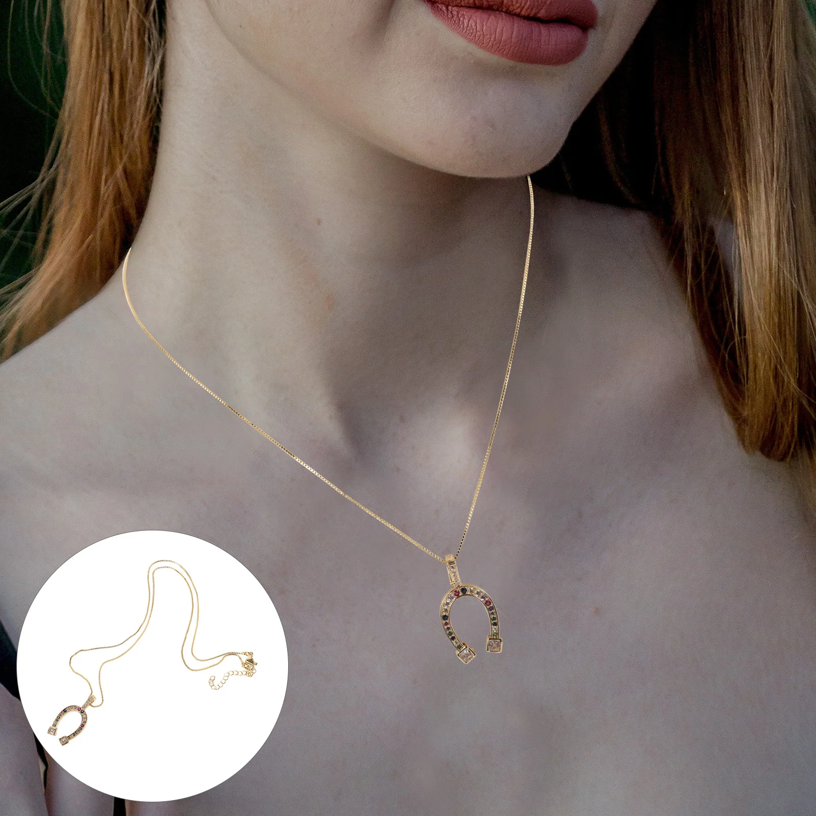 

1pc Horseshoe Necklace Women Men Creative Pendant Chain Jewelry Gift Fine Womens Jewelry Craftsmanship