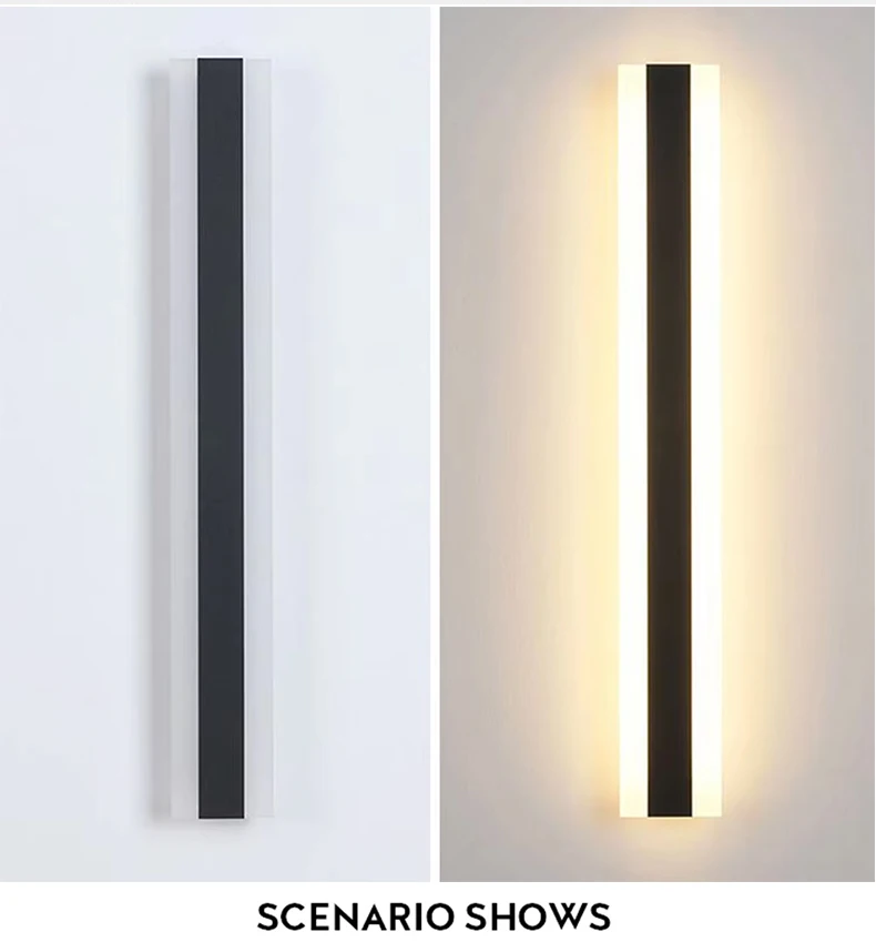 LED Long Outdoor Wall Lamp IP65 Waterproof Wall Light Aluminum Light Garden Villa Porch Sconce Light 110V 220V Sconce Luminaire