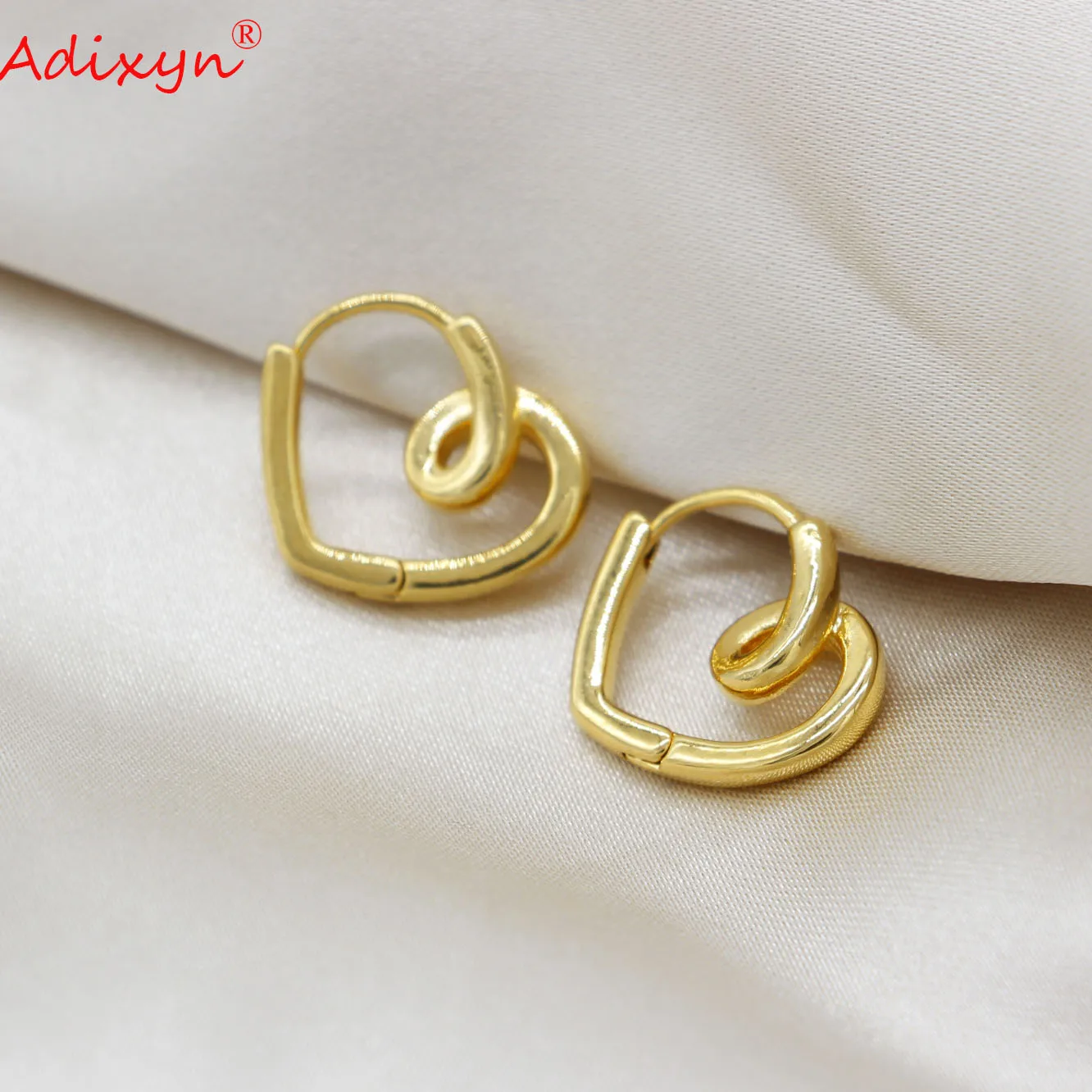 Adixyn Heart Stud Earrings for Women Girls Gold Color Earring Jewelry African Saudi Arabia Party Birthday Girlfriend Gift N08129