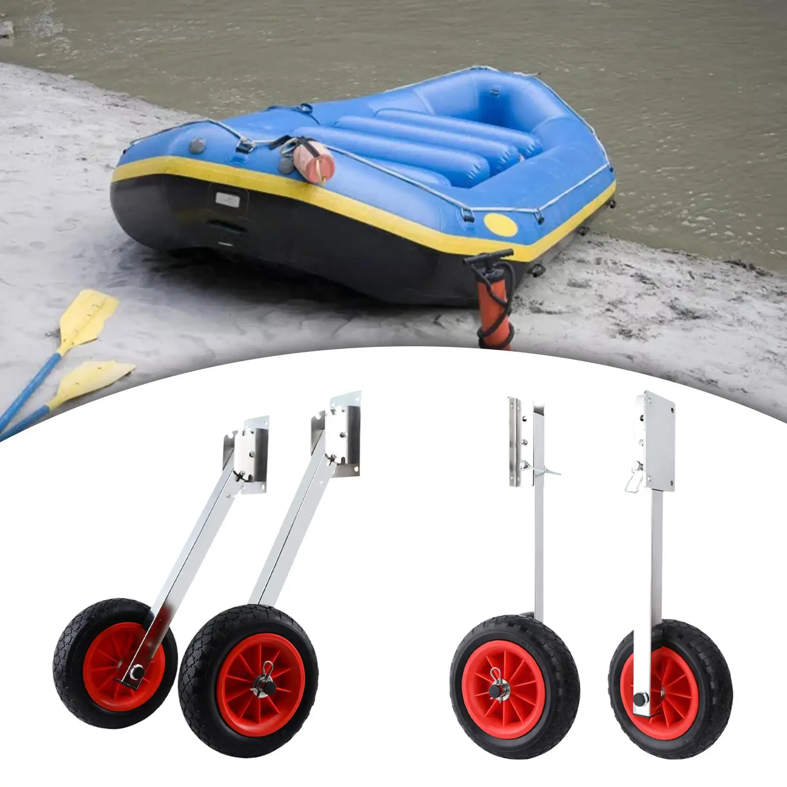 

2Pcs Inflatable Boat Launch Wheels 600lbs Load Capacity Anti Slip Rubber Tires Replacement Sturdy Boat Transom Launching Wheels