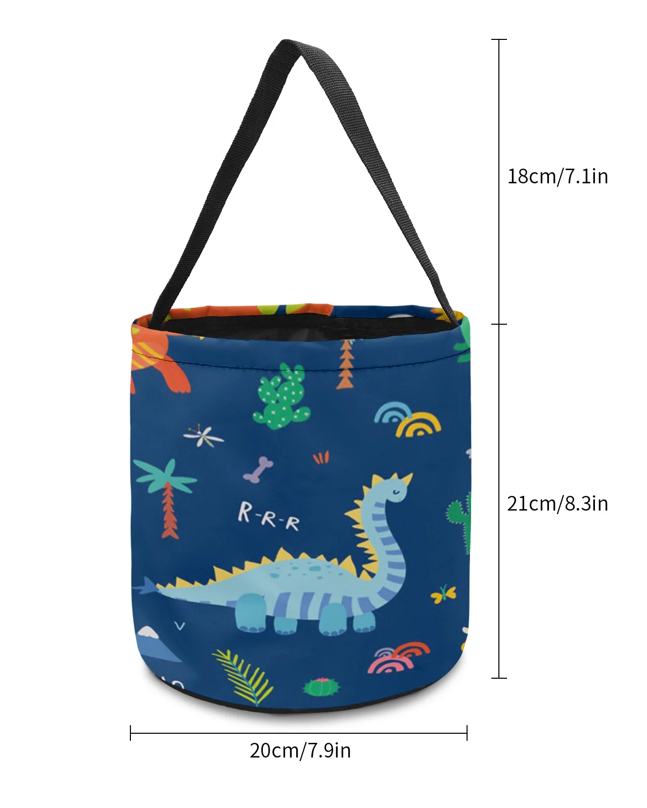 Colorful Cartoon Dinosaur Blue Storage Basket Candy Bucket Portable Home Storage Bag Kids Toys Hamper Party Decoration Supplies