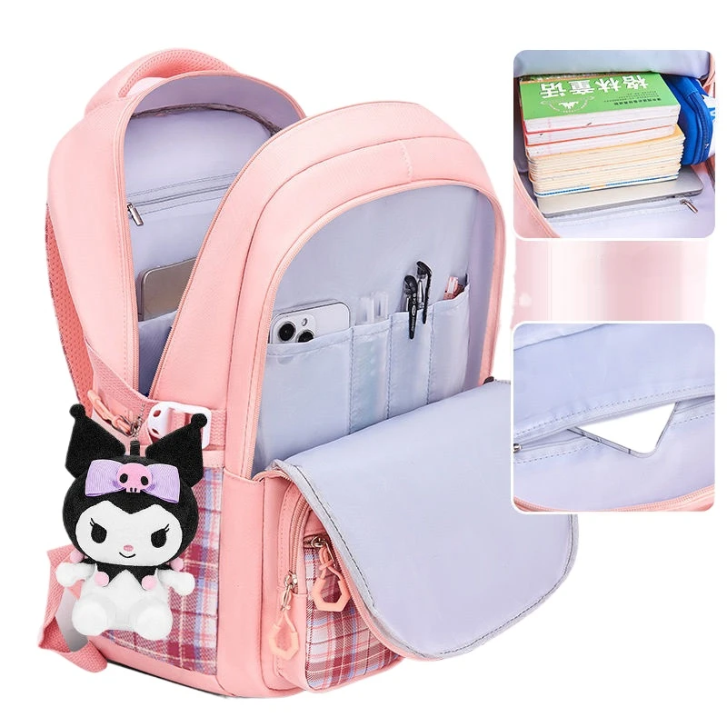 Sanrio Backpack Kuromi  Elementary School Backpack Student Bag Large Capacity Women Bag  Child renGirls Gift preschool backpack