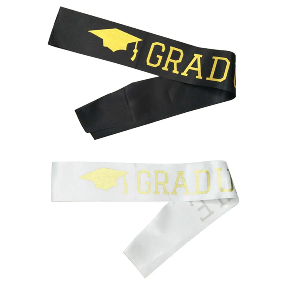 5pcs 2020 Graduation Shoulder Strap Stylish Party Etiquette Belt Sash Graduate Decor Sash for Party (Black and )